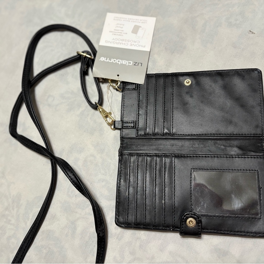 Liz Claiborne Black Crossbody Bag with Gold Accents - Picture 3 of 6
